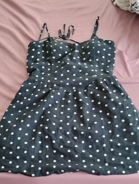 Hollister Black Dress with White Polka Dots